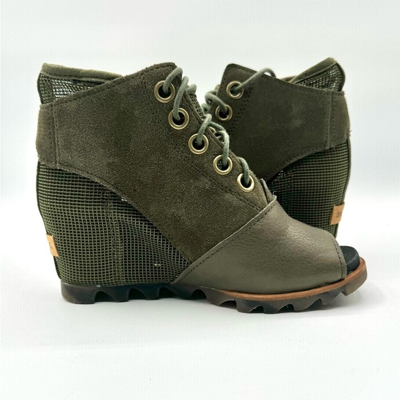 SOEREL LACE-UP WEDGE BOOTS OPEN TOE RUBBER OUTSOLE WOMEN’S WINTER BOOTS SIZE 6 - Picture 8 of 13